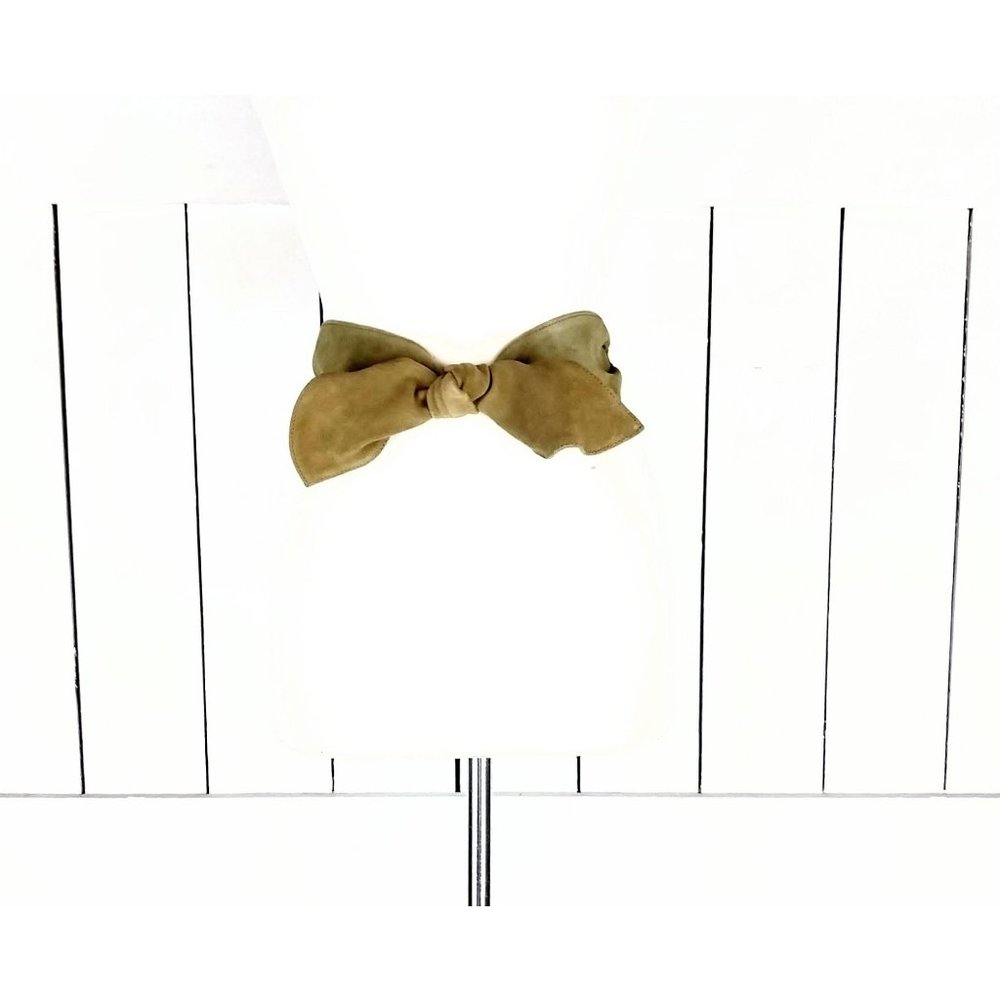Vintage wide suede leather floppy bow stretch belt